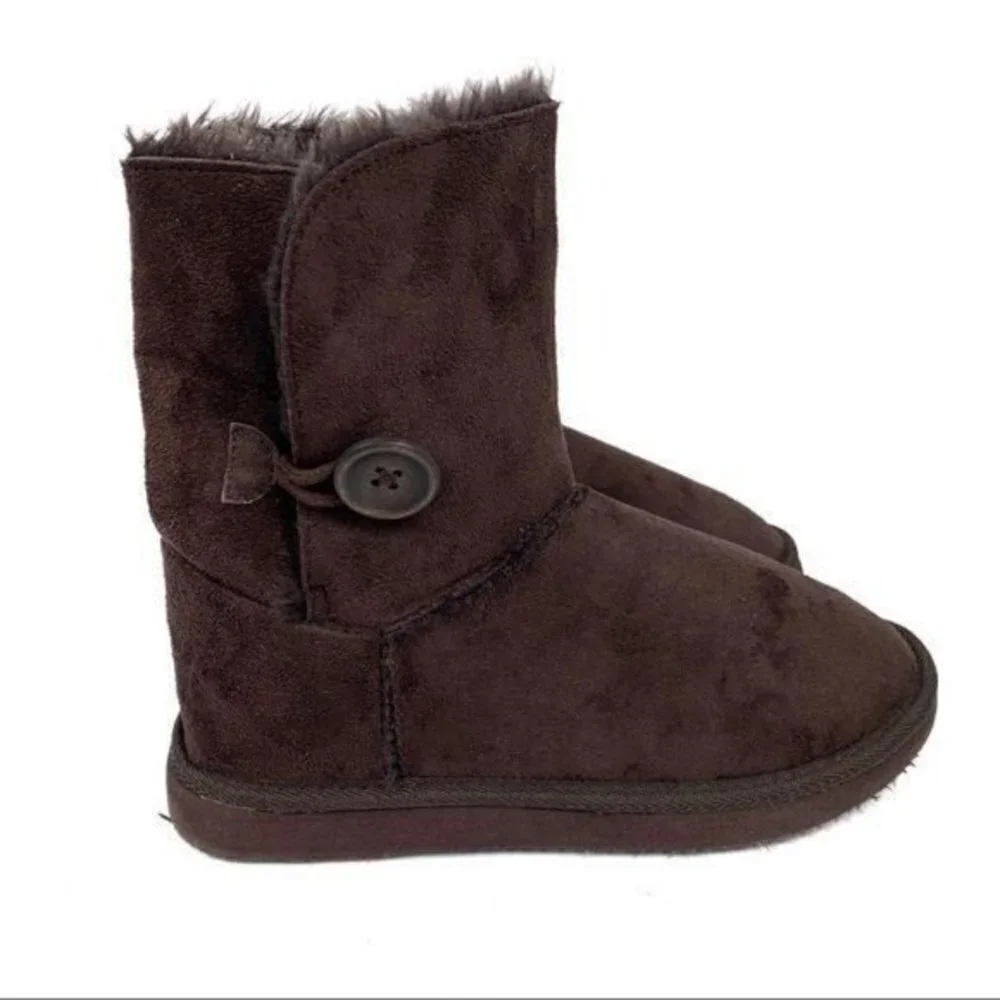 Bumper Brown Faux Suede & Fur Boots Size 7